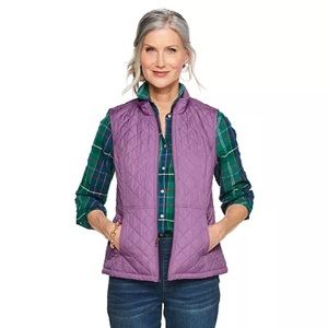 Croft & Barrow Woven Quilted Vest - Size S - Violet